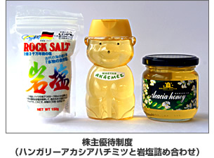 株主優待制度（ハンガリーアカシアハチミツと岩塩詰め合わせ）