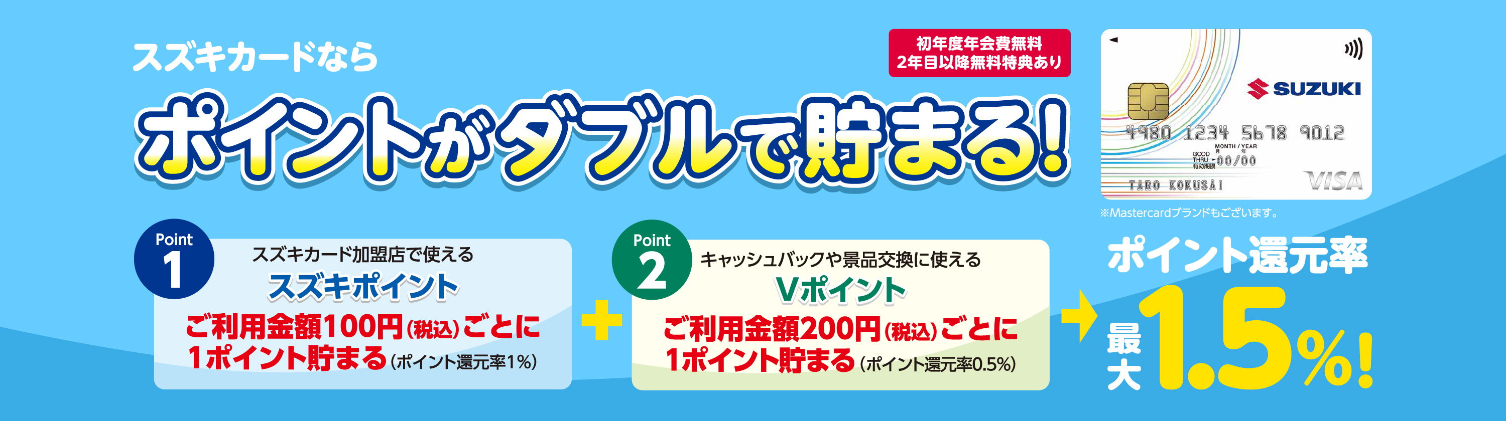 スズキカードならポイントがダブルで貯まる！