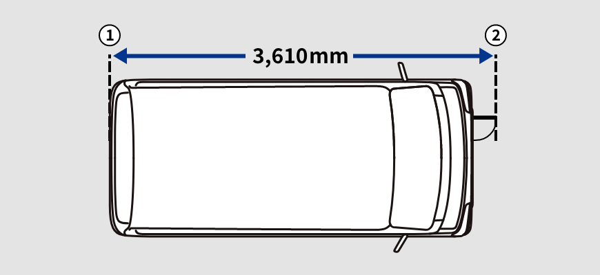 普通充電リッド（蓋）を閉じた際の全長：3,395mm / 3,610mm