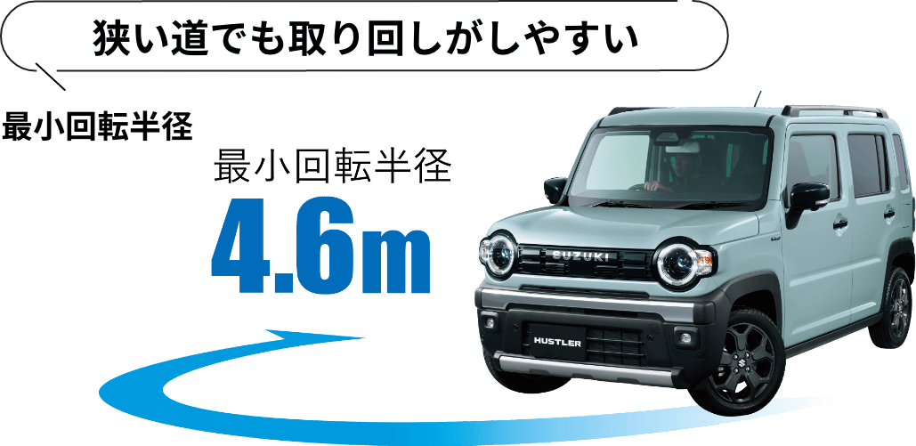狭い道でも取り回しがしやすい 最小回転半径 4.6m
