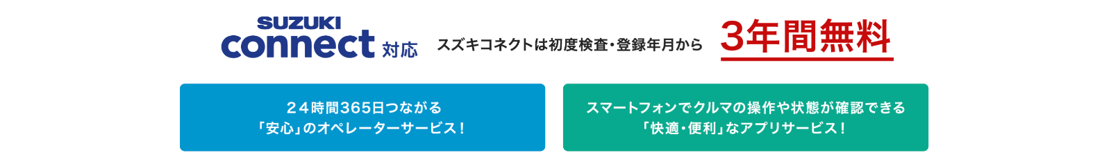 SUZUKI connect対応 スズキコネクトは初度検査・登録年月から 3年間無料