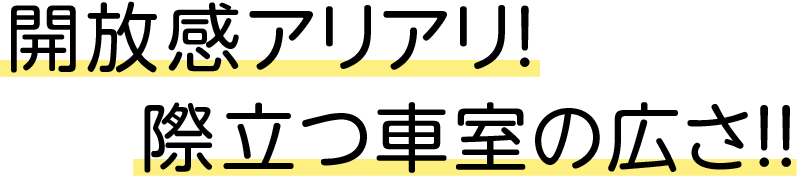 開放感アリアリ！際立つ車室の広さ!!