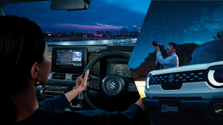 HYBRID MZ 2WD 全方位モニター付メモリーナビゲーション・スズキコネクト対応通信機装着車 ボディーカラーはピュアホワイトパール ブラックタフ2トーン(FJ7)