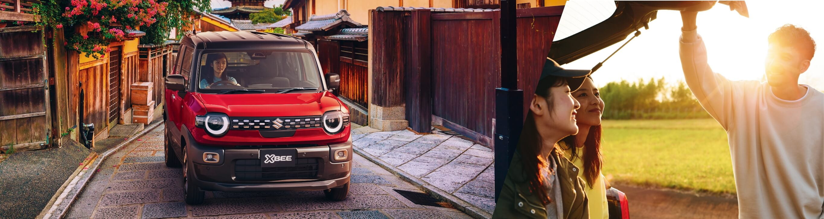 HYBRID MZ 2WD 全方位モニター付メモリーナビゲーション・スズキコネクト対応通信機装着車 ボディーカラーはバーニングレッドパールメタリック ブラックタフ2トーン(FJL)