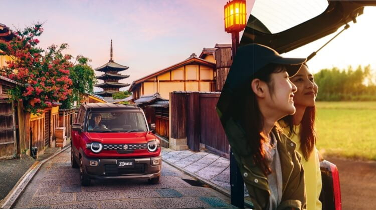 HYBRID MZ 2WD 全方位モニター付メモリーナビゲーション・スズキコネクト対応通信機装着車 ボディーカラーはバーニングレッドパールメタリック ブラックタフ2トーン(FJL)