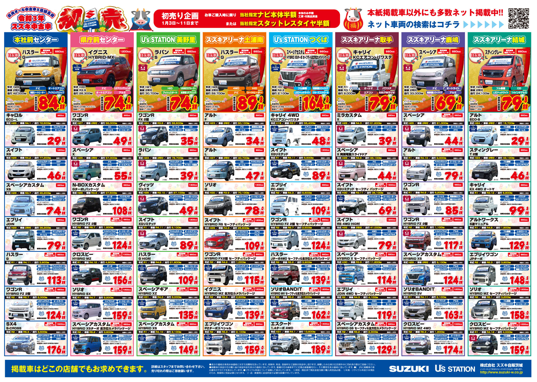 県庁前センター 令和3年スズキ中古車初売 令和3年1月3日 日 11日 月 イベント キャンペーン お店ブログ 株式会社スズキ自販茨城 県庁前センター
