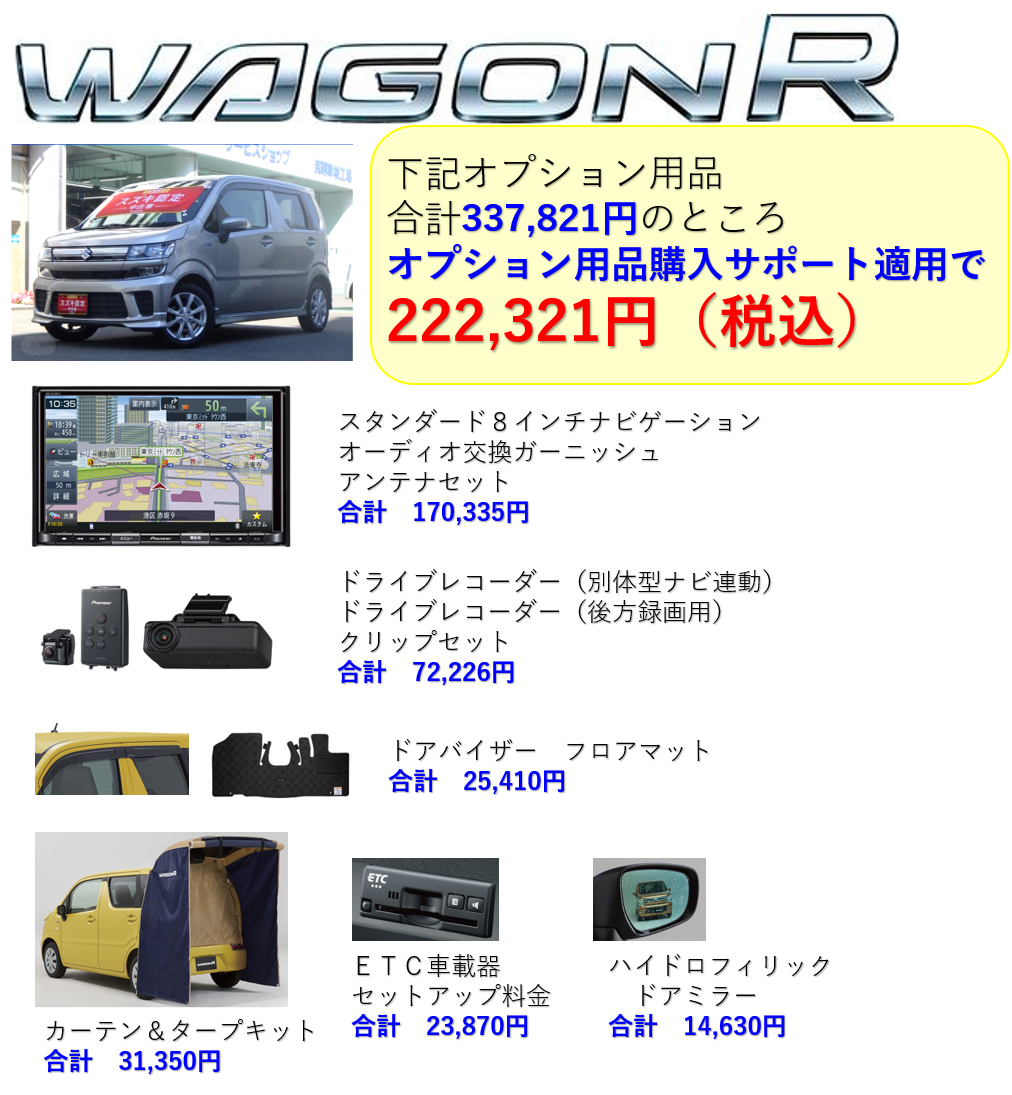 中古車情報 オプション購入サポート オプション充実 ワゴンｒ その他 株式会社スズキ自販関西