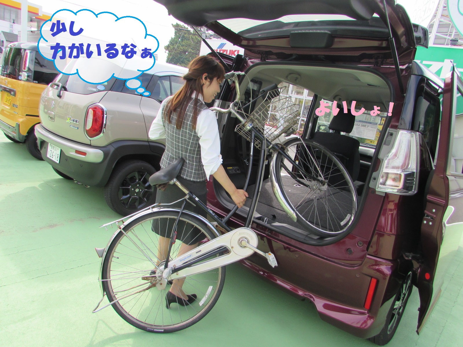 ソリオに自転車を載せてみた スタッフによるクルマ紹介 お店ブログ スズキアリーナユタカ豊橋