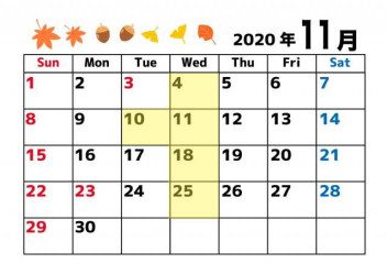【１１月定休日のご案内】