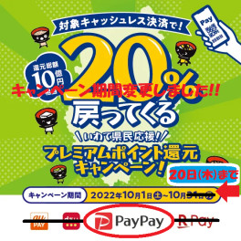 【追記あり/２０日まで】PayPayで２０％還元！！