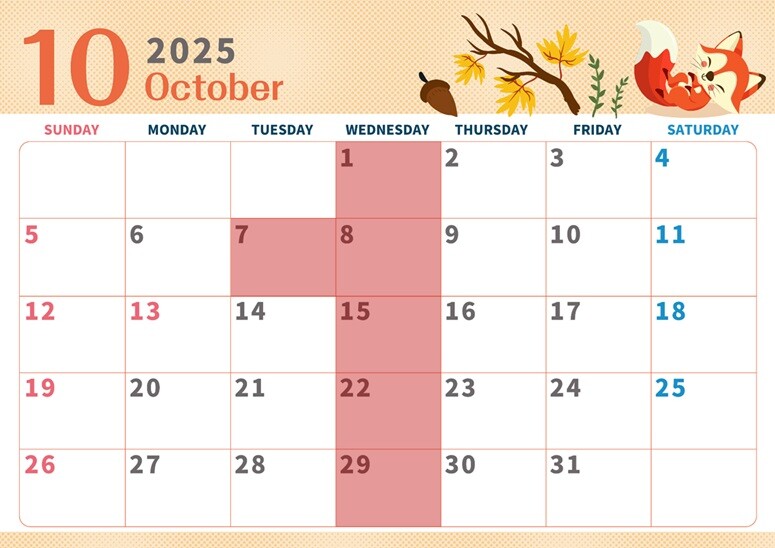 10月定休日