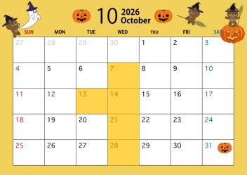 **10月定休日のご案内です**