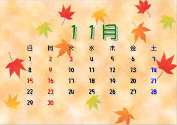 11月定休日のお知らせ