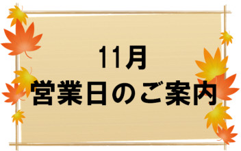 11月営業日のお知らせ