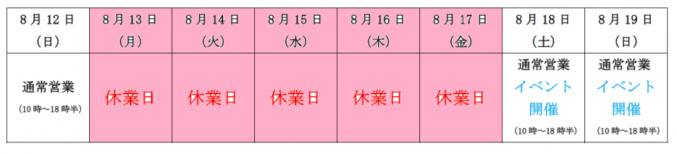 夏期休業