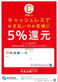 キャッシュレス、キャンペーン終了間近！！！