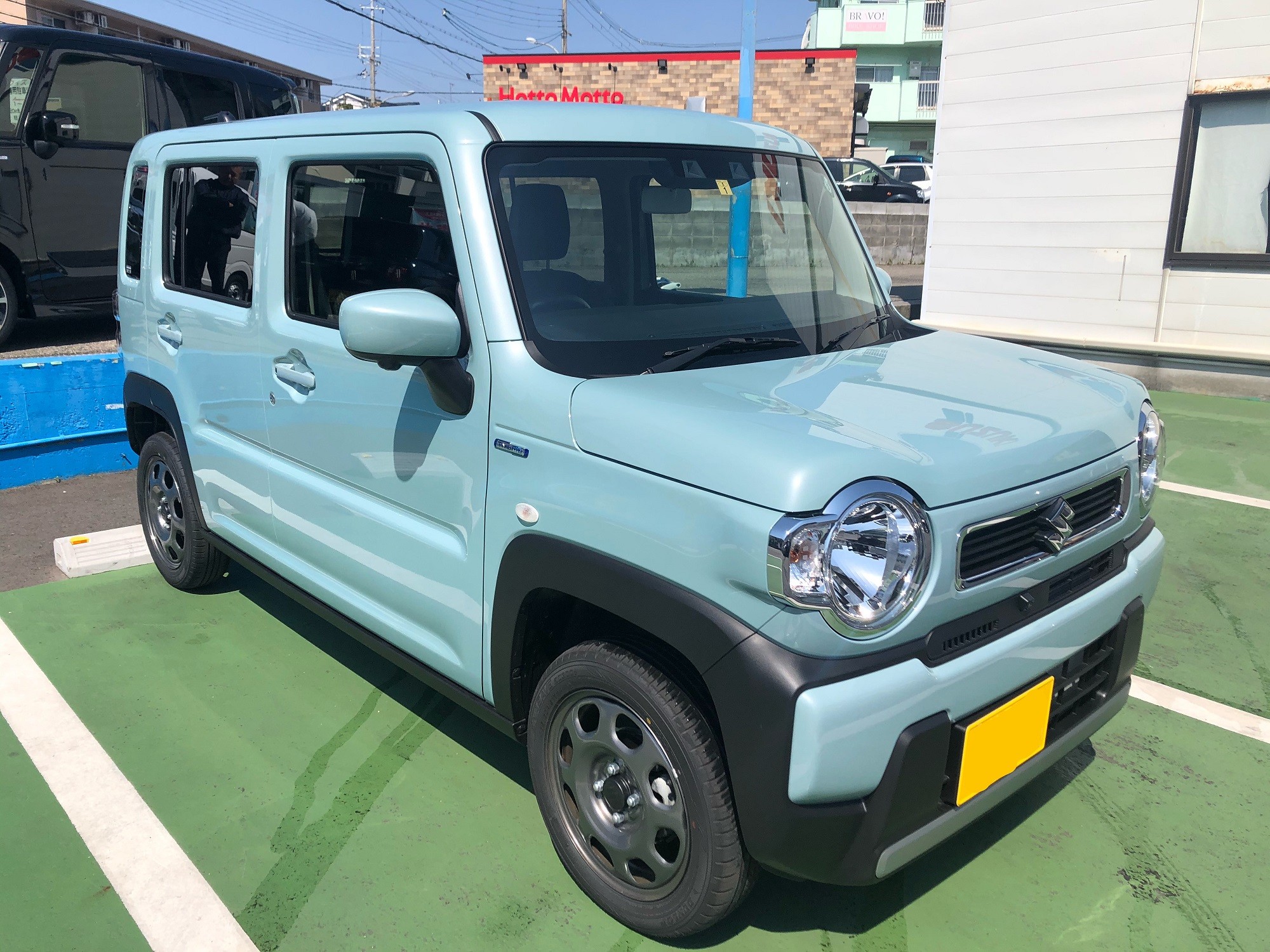 現行モデルハスラー 純正フロントグリル バンパー 新車外し オフブルー