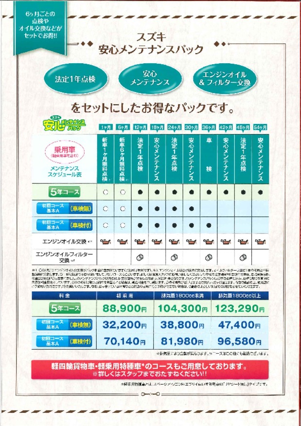 ☆安心メンテナンスパック☆