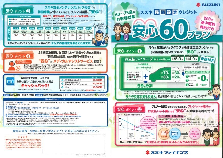 ６０～７５歳のお客様対象の安心６０プランのご紹介