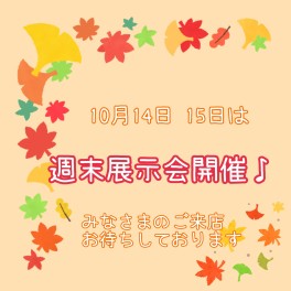 ☆１４日・１５日は週末展示会開催☆