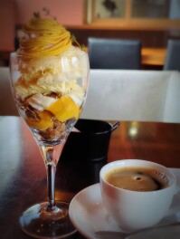 かぼちゃのパフェしか勝たん　南魚沼　ほうき星　Sweets男子のスイーツ巡り