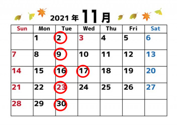 ☆11月の店休日のお知らせ☆