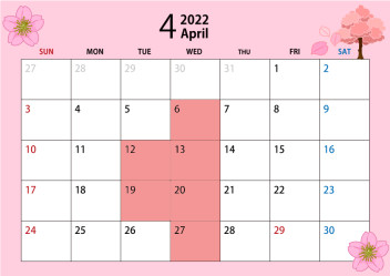 ~4月の定休日のお知らせ~