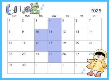 **6月定休日のご案内**