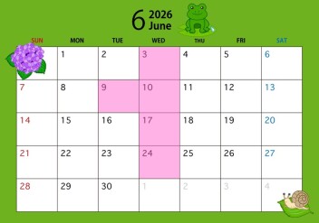 **6月定休日のご案内です**