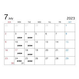 7月の定休日のお知らせです