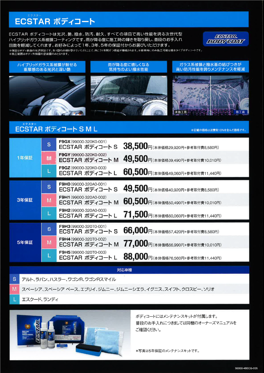 スズキ ECSTAR  ボディーコート5年保証　2個セット