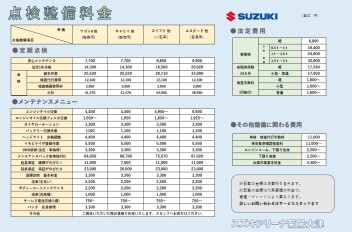 整備料金表一覧