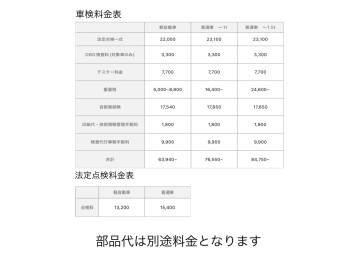 点検料金表