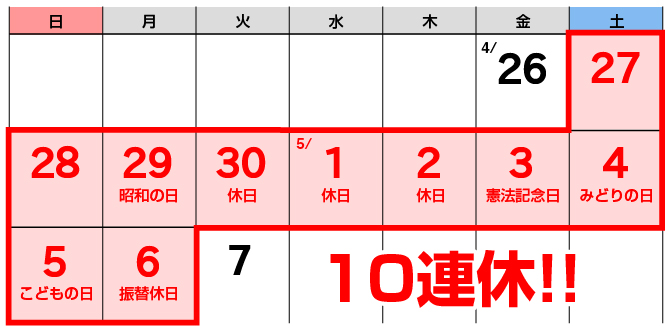 10連休は？？？｜その他｜お店ブログ｜スズキアリーナ瑞穂