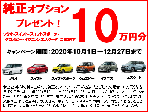 登録車１０万円オプションプレゼント