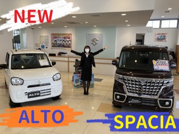 新型スペーシア　＆　アルト　ショールームにて展示中(*^_^*)