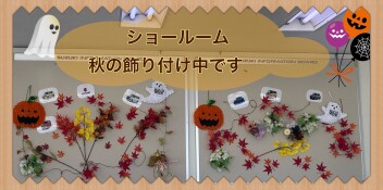 ショールーム秋の飾りつけ中です！