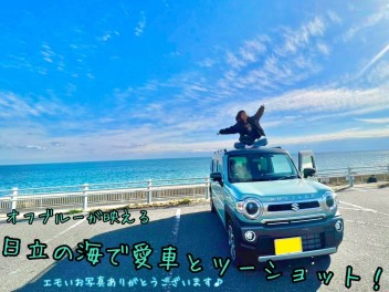 海で愛車とツーショット！ハスラー愛がスゴすぎるオーナー様に感謝です☆