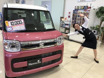 展示車が変わりました！スペーシアX全方位カメラパッケージ、アップグレードパッケージ♪ピンクかわいいい♥