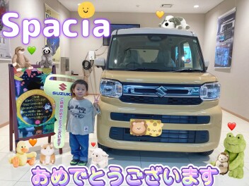 息子様が大のスズキファン♥ ミモザイエローパールメタリックのスペーシア！