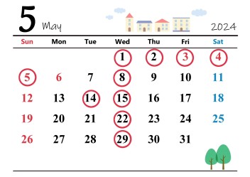 ●5月定休日のご案内●