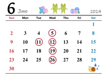 ●6月定休日のご案内●