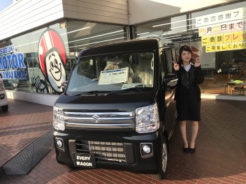 自動ブレーキが新しくなったエブリィワゴンが展示車に仲間入りしました！！