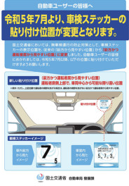 2023　7/3より車検標章ステッカー取付位置　変更のお知らせ