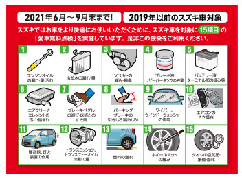 愛車無料点検は9月30日まで！！