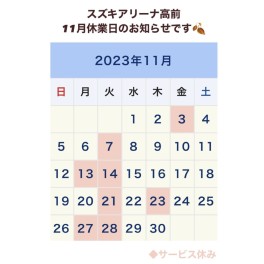 ☆１１月のお休み☆