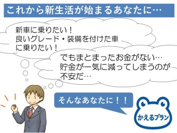 新車のご購入はかえるプランのご活用を！