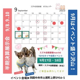 9月の予定をお知らせ♪