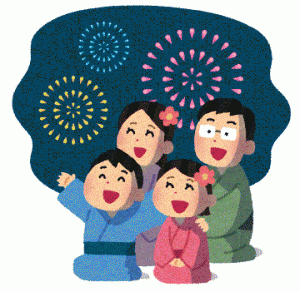 花火みてるイラスト