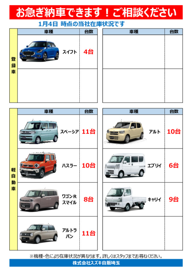 【在庫車情報】お急ぎ納車できます、ご相談ください！